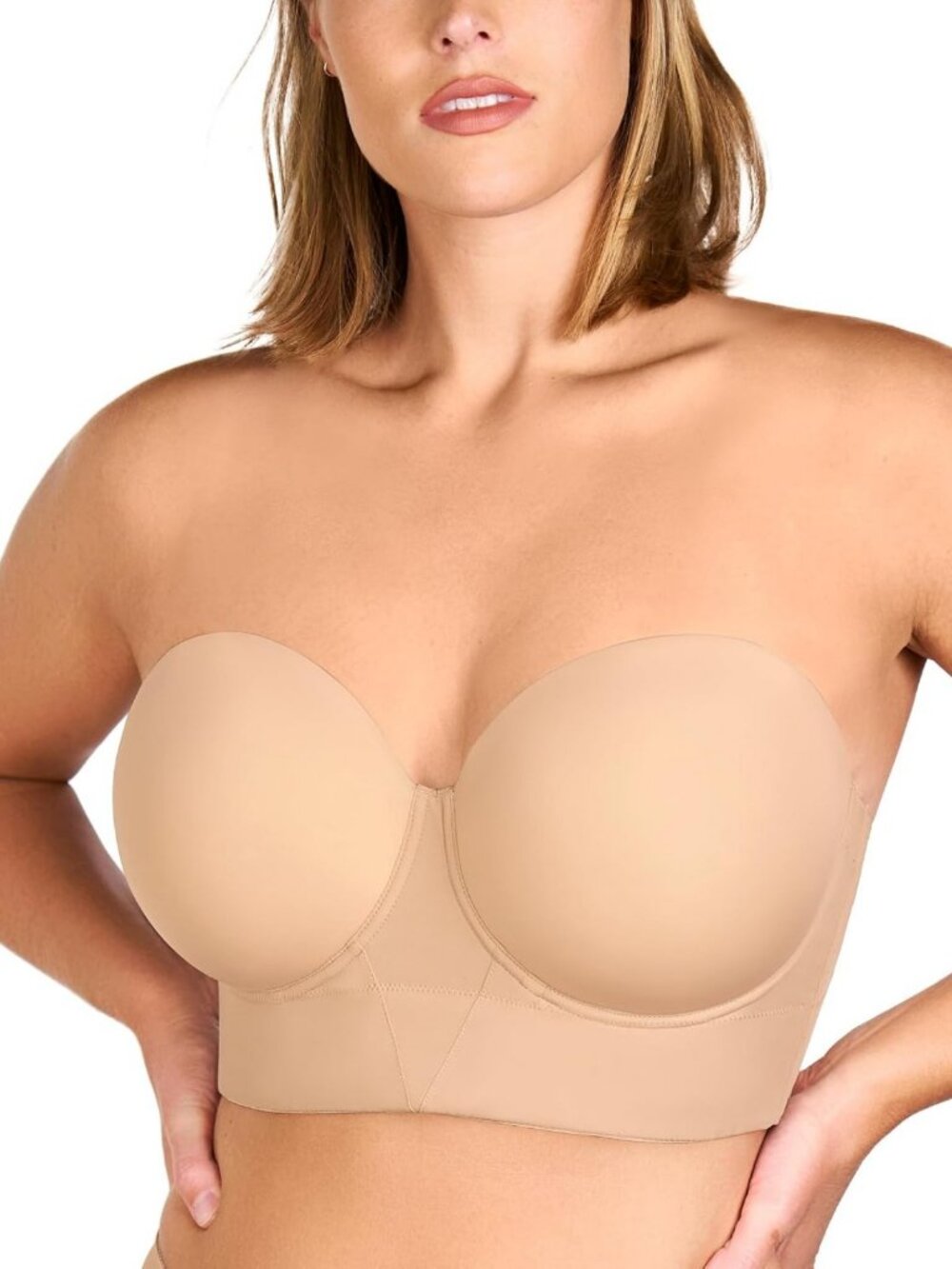 Plus Size Strapless Bra for Large Breasts, Minimizer Longline Style, Comfort Fit